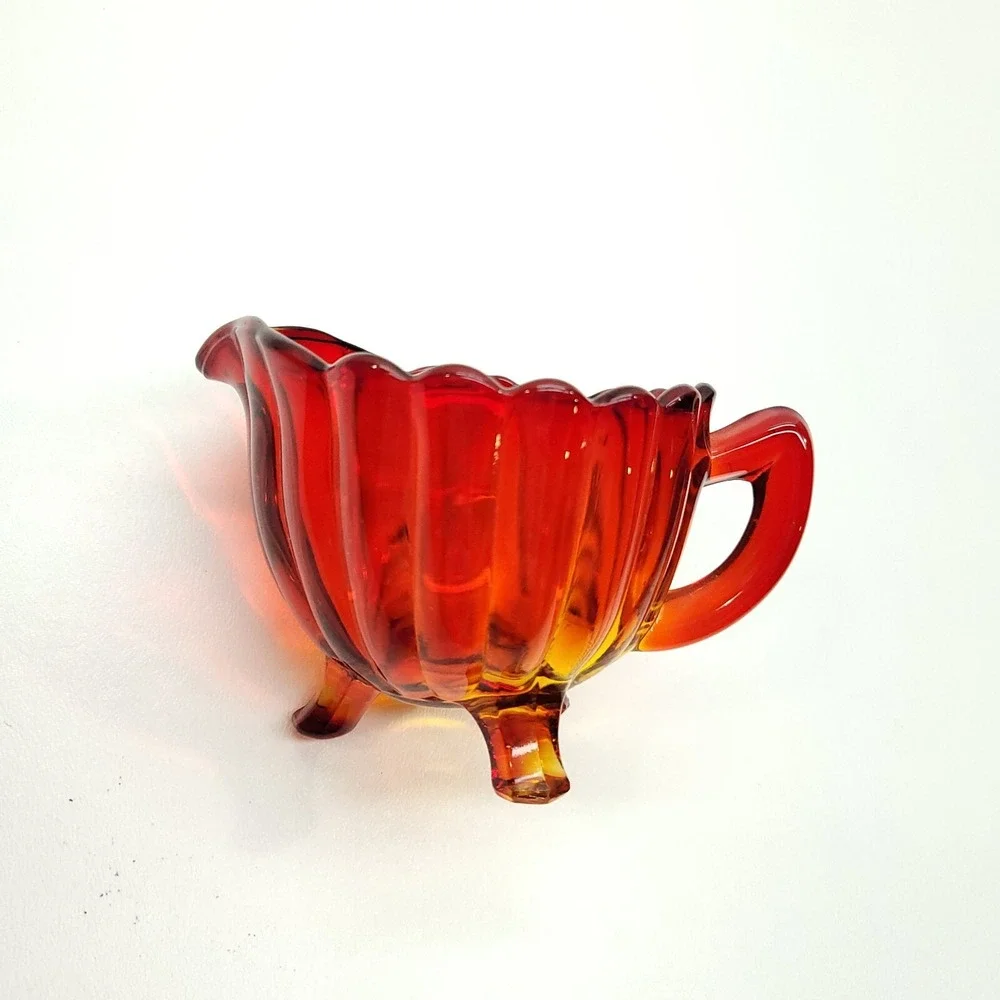 Imperial‎ Glass Amberina Pillar Flute Creamer Handle Round 1940's Vintage Retro